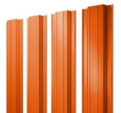 Евро штакетник Прямоугольный, 118мм, 0.45мм, полиэстер односторонний RAL 2004 Оранжевый, п
