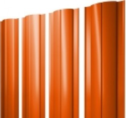 Евро штакетник Круглый, 128мм, 0.45мм, полиэстер односторонний RAL 2004 Оранжевый, п