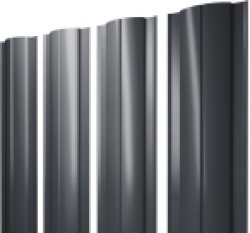 Евро штакетник Круглый, 128мм, 0.45мм, Drap двухсторонний RAL 7024 Мокрый асфальт, п